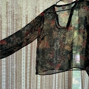 Floral Sheer Green Blouse